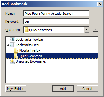 Add Bookmark: Firefox
